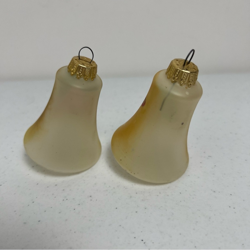 VTG Frosted Glass Hand Painted Bell Christmas Ornaments Set of 2 West Germany - Picture 3 of 10